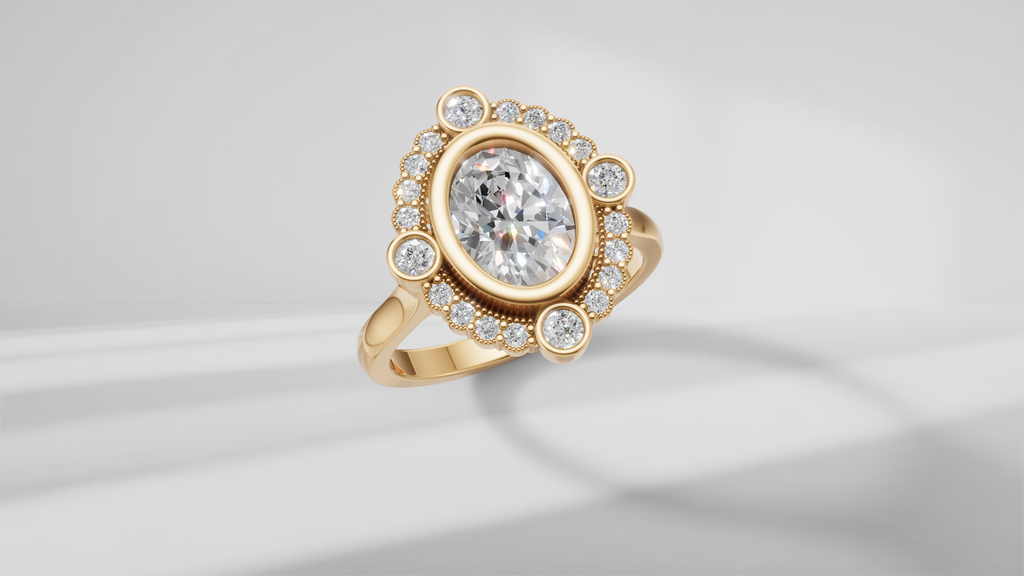 Bezel-Set Halo Engagement Ring [Made to Order]