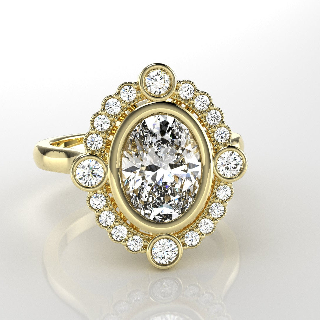 Bezel-Set Halo Engagement Ring [Made to Order]