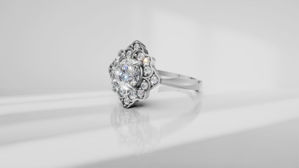 Floral Halo Engagement Ring [Made to Order]