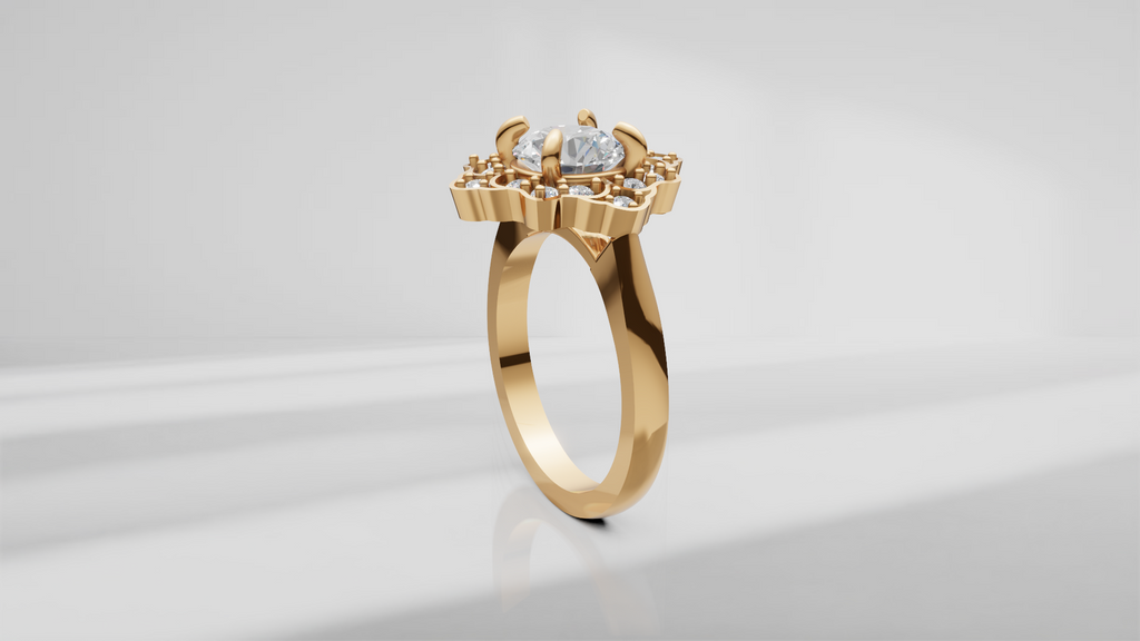 Floral Halo Engagement Ring [Made to Order]