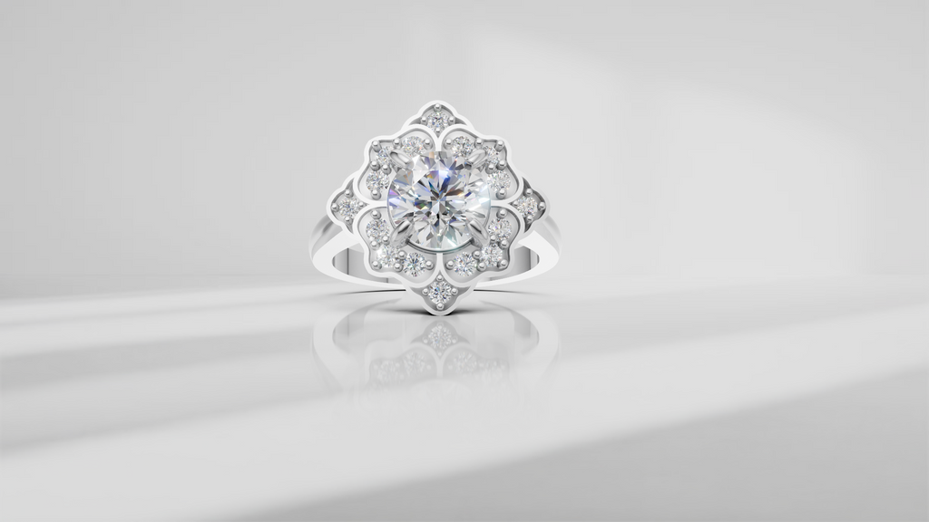 Floral Halo Engagement Ring [Made to Order]