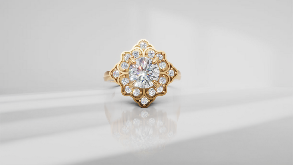 Floral Halo Engagement Ring [Made to Order]