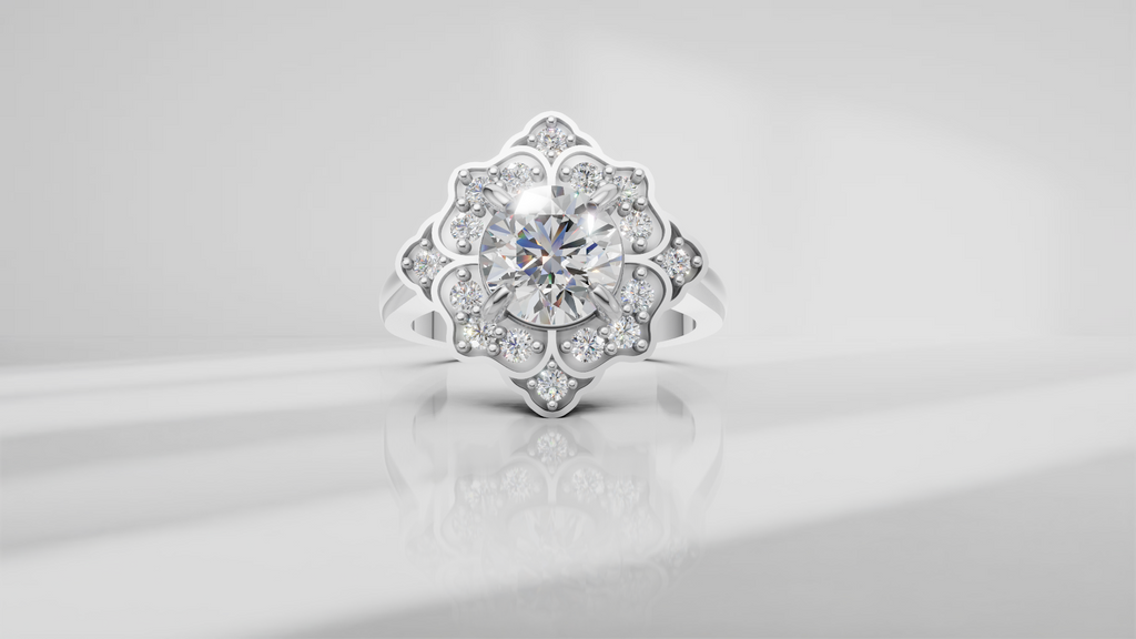 Floral Halo Engagement Ring [Made to Order]