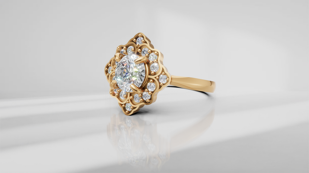 Floral Halo Engagement Ring [Made to Order]