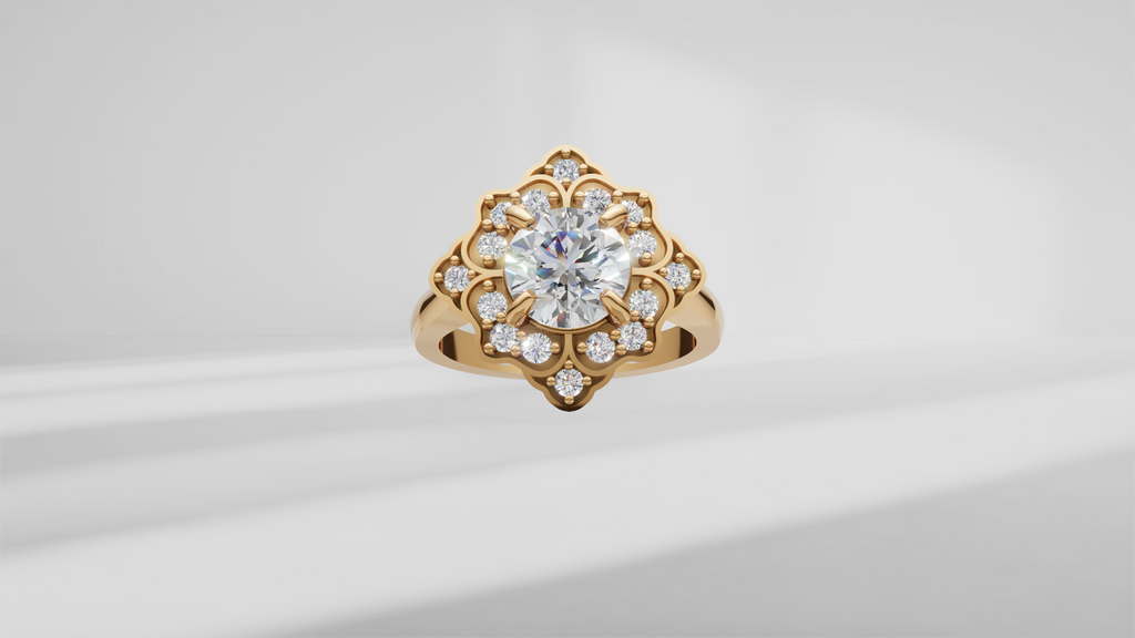 Floral Halo Engagement Ring [Made to Order]