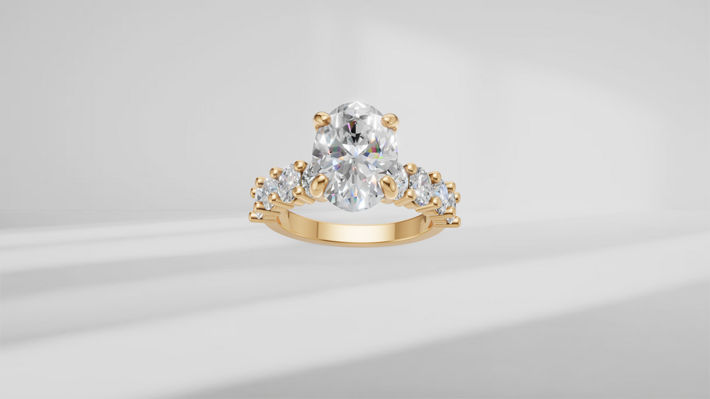 Oval Accent Engagement Ring [Made to Order]