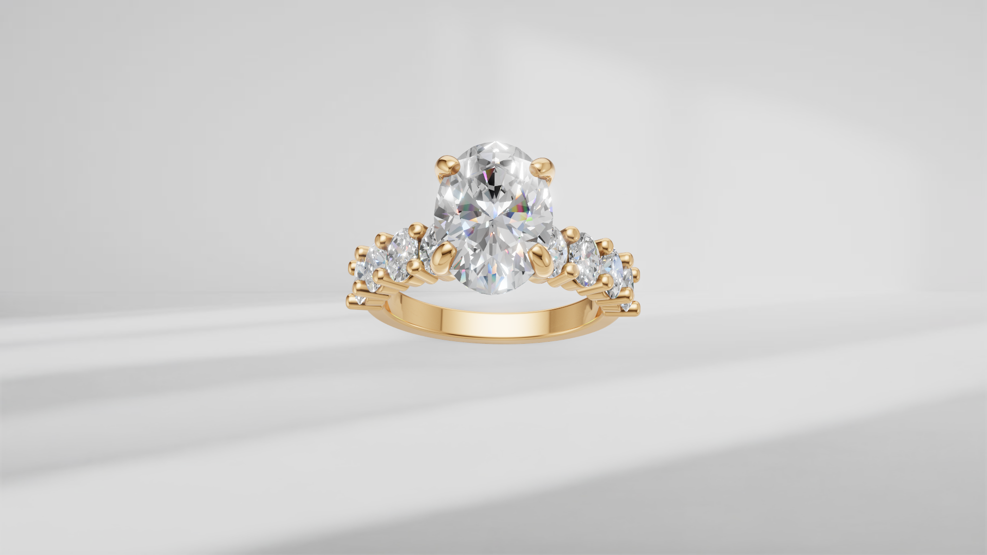 Oval Accent Engagement Ring [Made to Order]