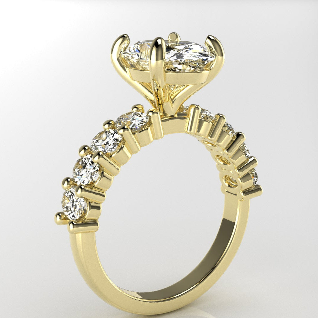 Oval Accent Engagement Ring [Made to Order]