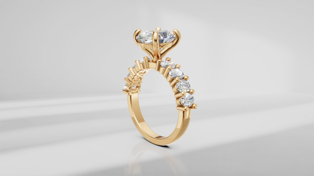 Oval Accent Engagement Ring [Made to Order]