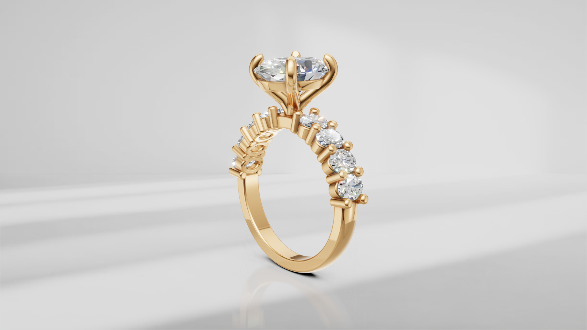 Oval Accent Engagement Ring [Made to Order]
