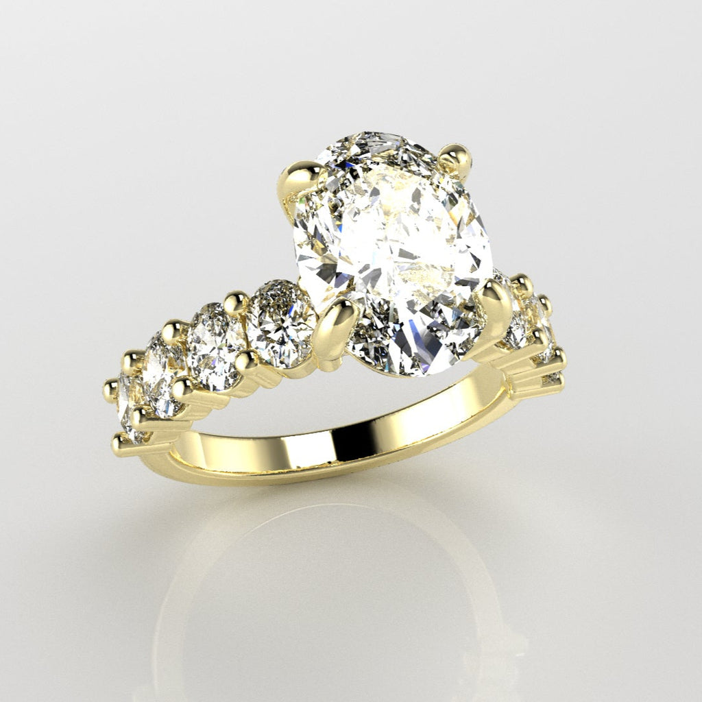 Oval Accent Engagement Ring [Made to Order]