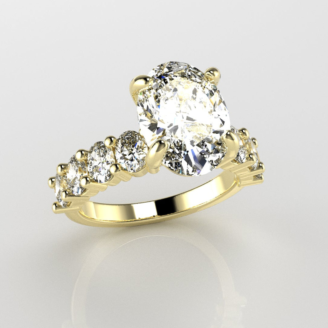 Oval Accent Engagement Ring [Made to Order]