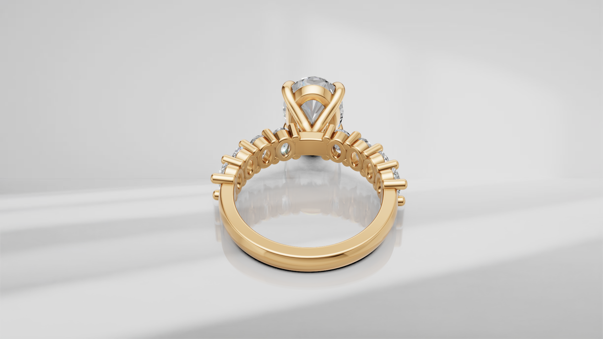 Oval Accent Engagement Ring [Made to Order]