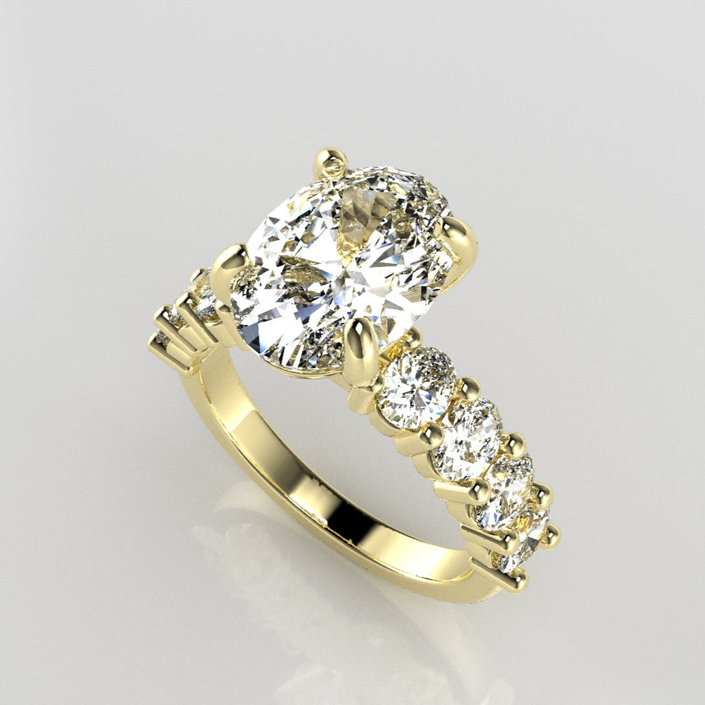 Oval Accent Engagement Ring [Made to Order]