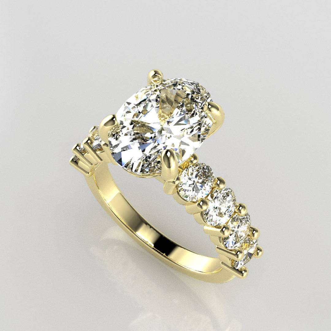Oval Accent Engagement Ring [Made to Order]