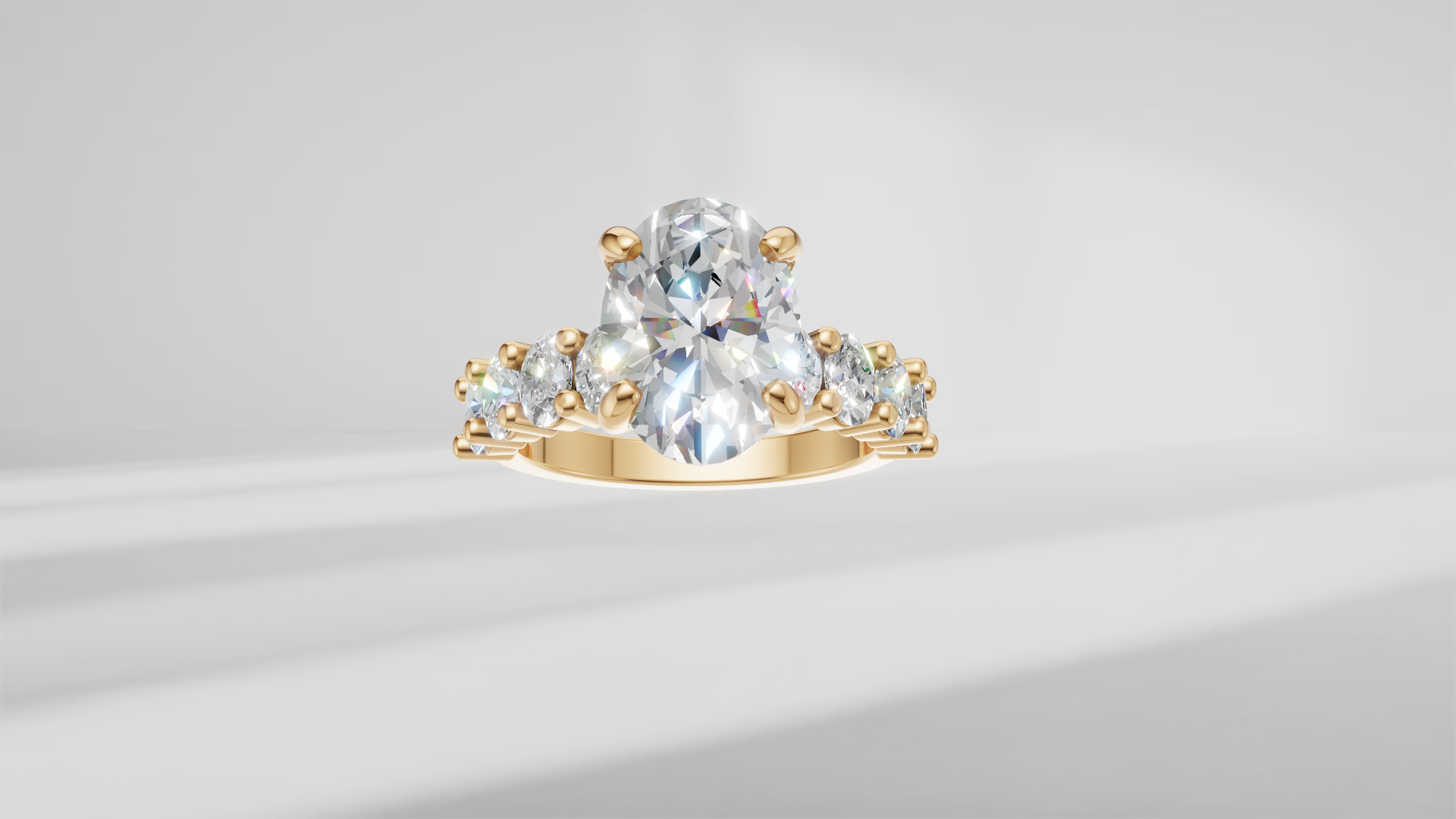 Oval Accent Engagement Ring [Made to Order]