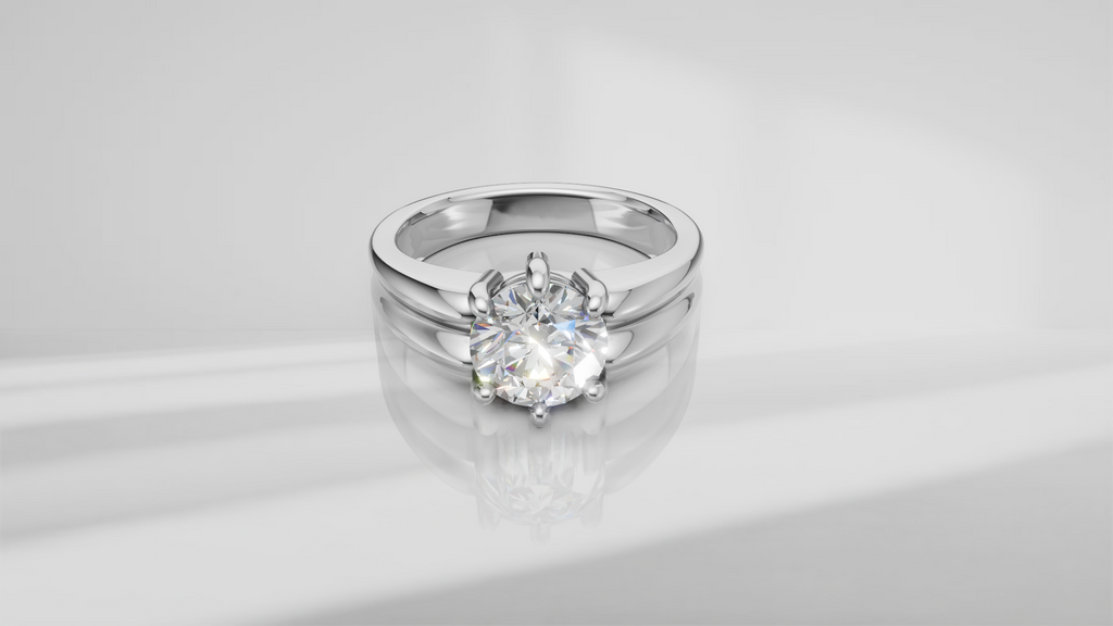 Grooved Low Profile Solitaire Engagement Ring [Made to Order]