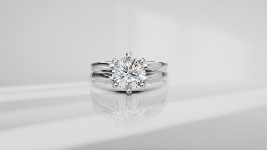 Grooved Low Profile Solitaire Engagement Ring [Made to Order]