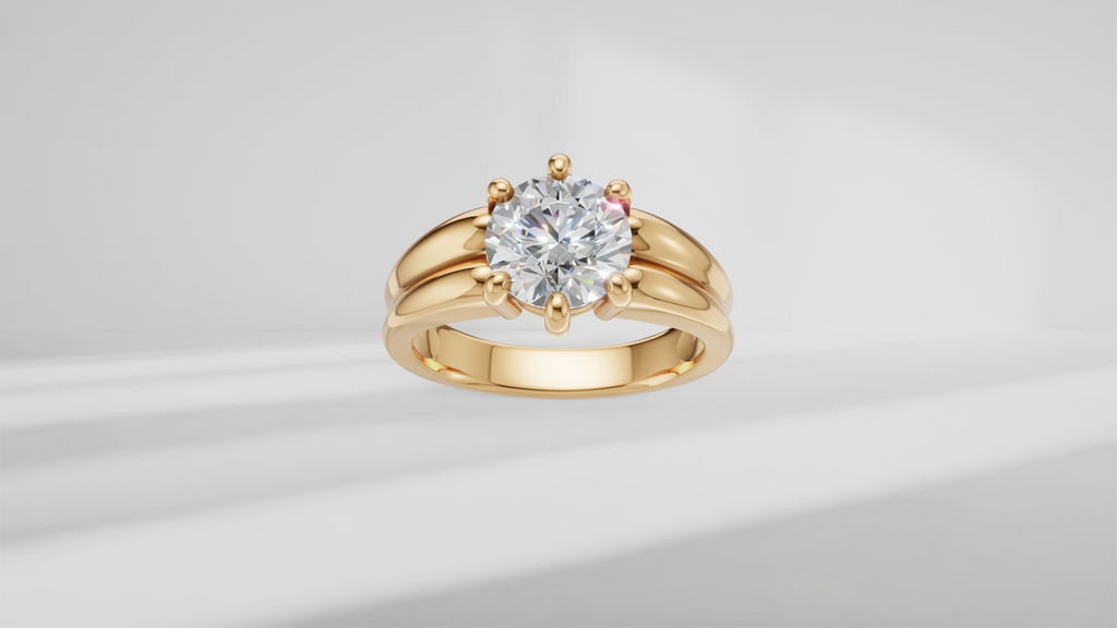 Grooved Low Profile Solitaire Engagement Ring [Made to Order]
