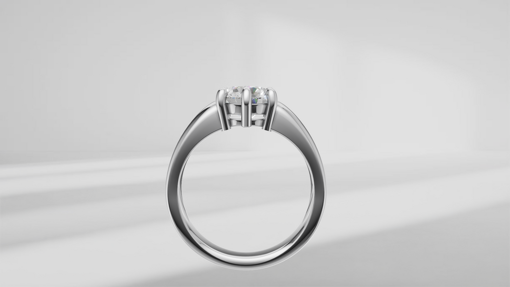 Grooved Low Profile Solitaire Engagement Ring [Made to Order]