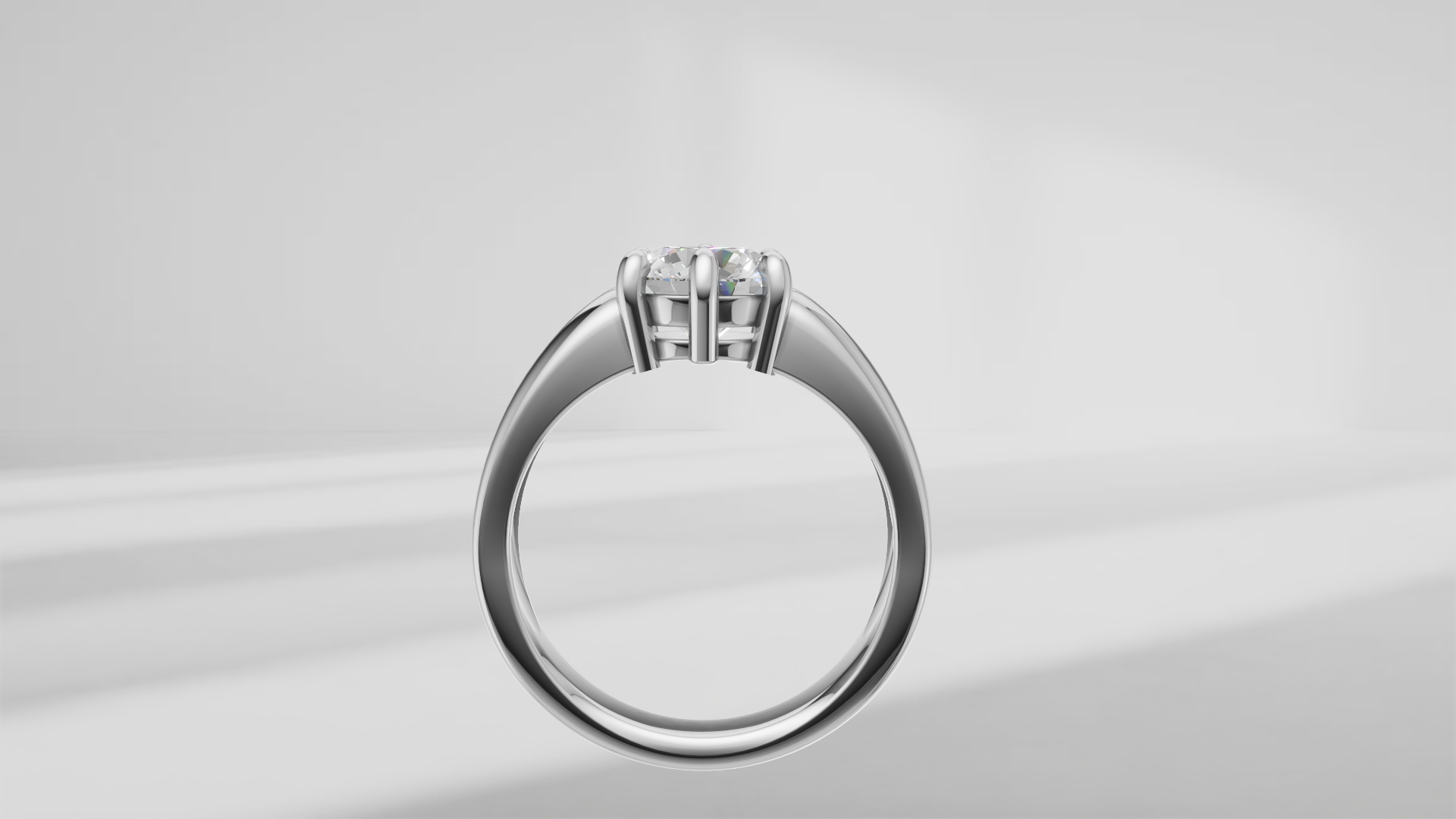 Grooved Low Profile Solitaire Engagement Ring [Made to Order]