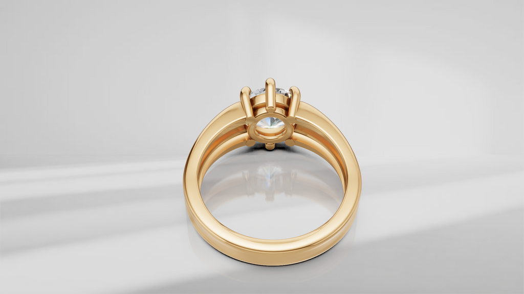 Grooved Low Profile Solitaire Engagement Ring [Made to Order]