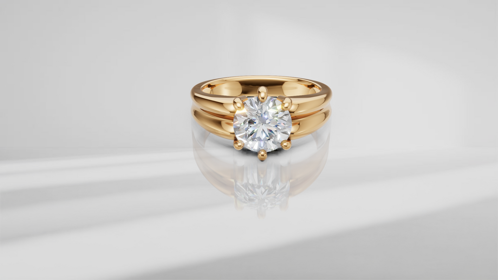 Grooved Low Profile Solitaire Engagement Ring [Made to Order]