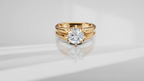 Grooved Low Profile Solitaire Engagement Ring [Made to Order]